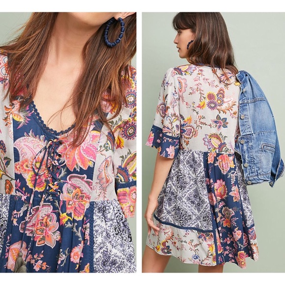 Anthropologie Lilka Patchwork Trapeze Dress - Picture 3 of 8